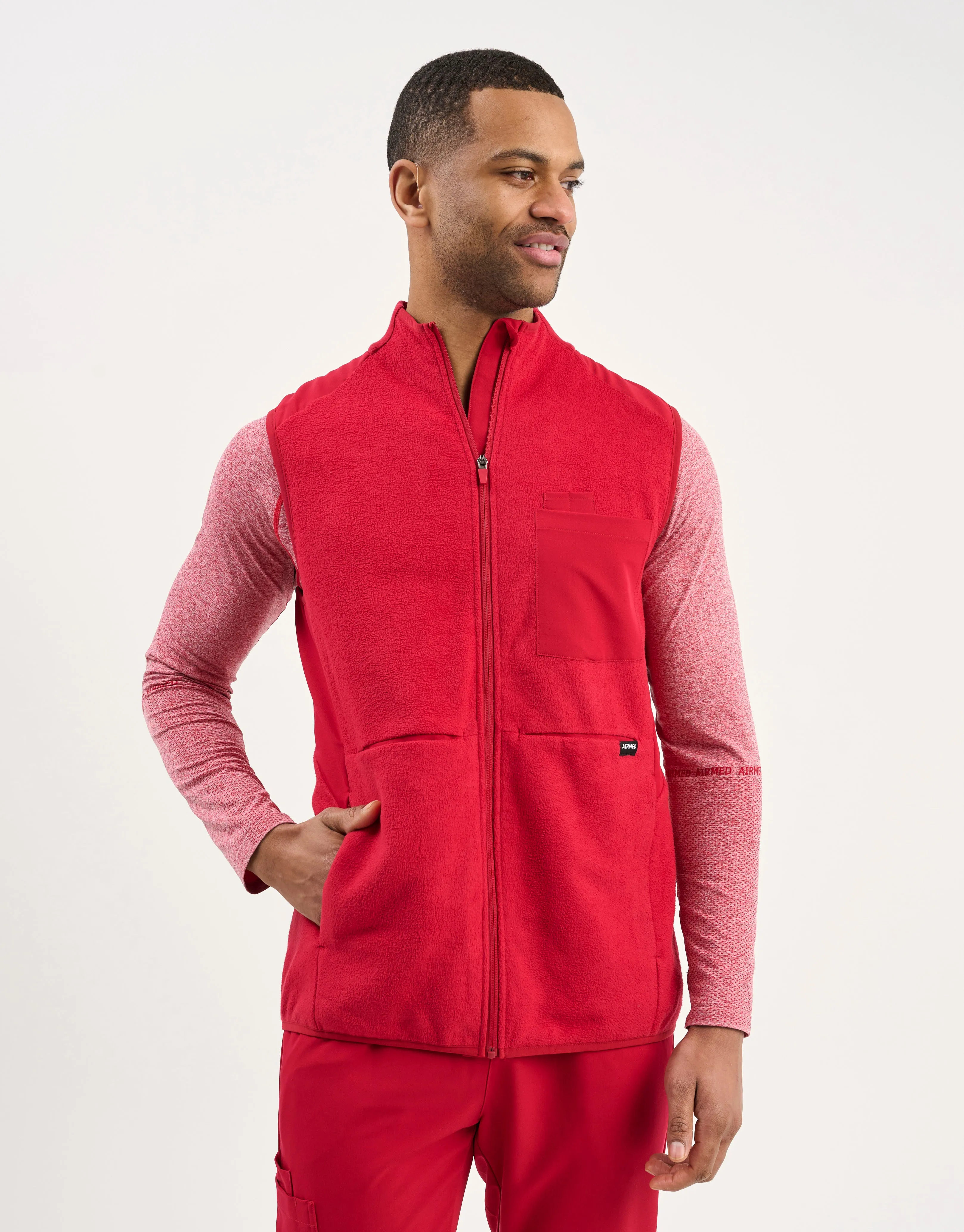 Essential Fleece Vest - Cherry Red