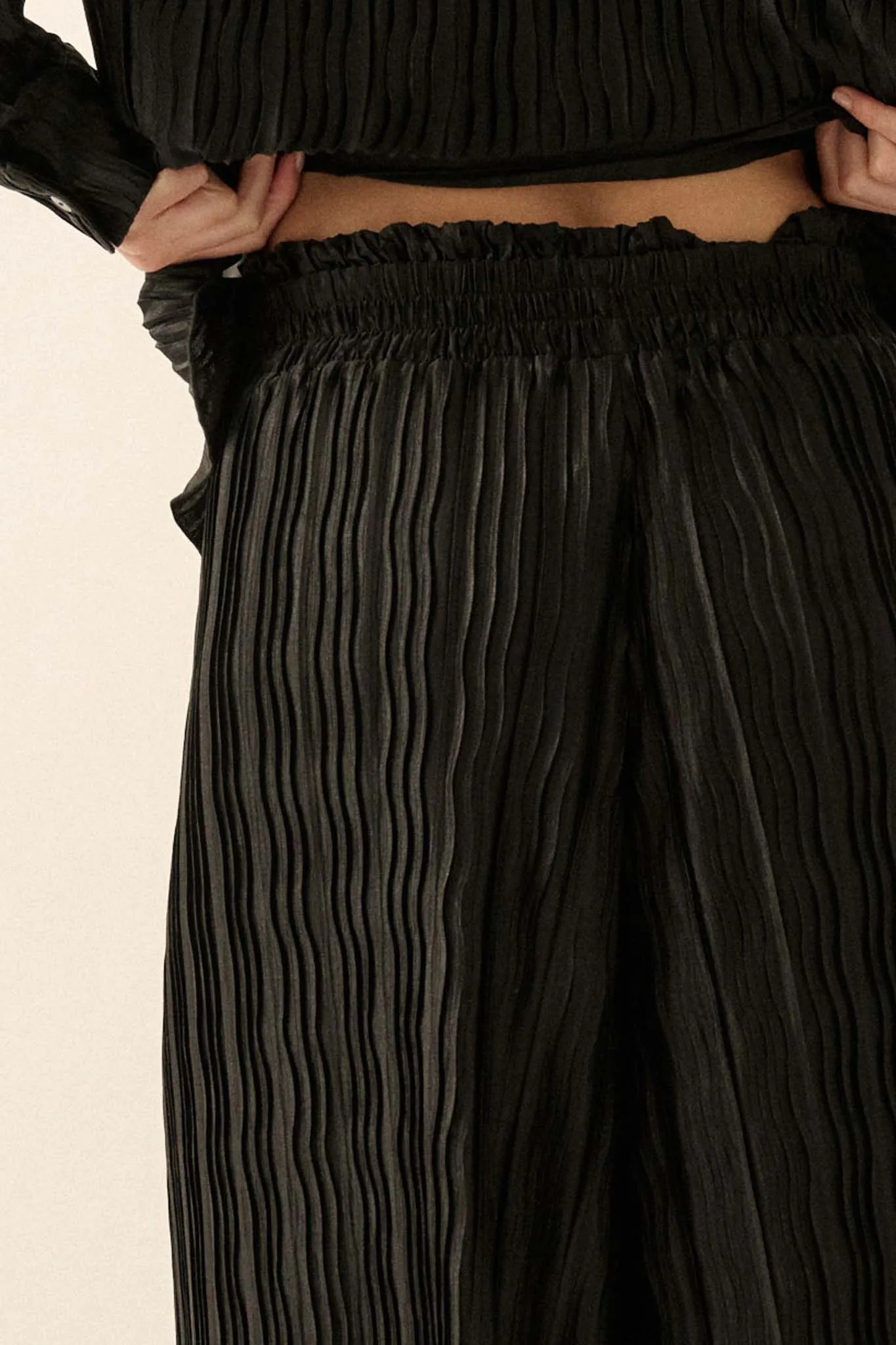 Evening Tide Pleated Wide-Leg Palazzo Pants