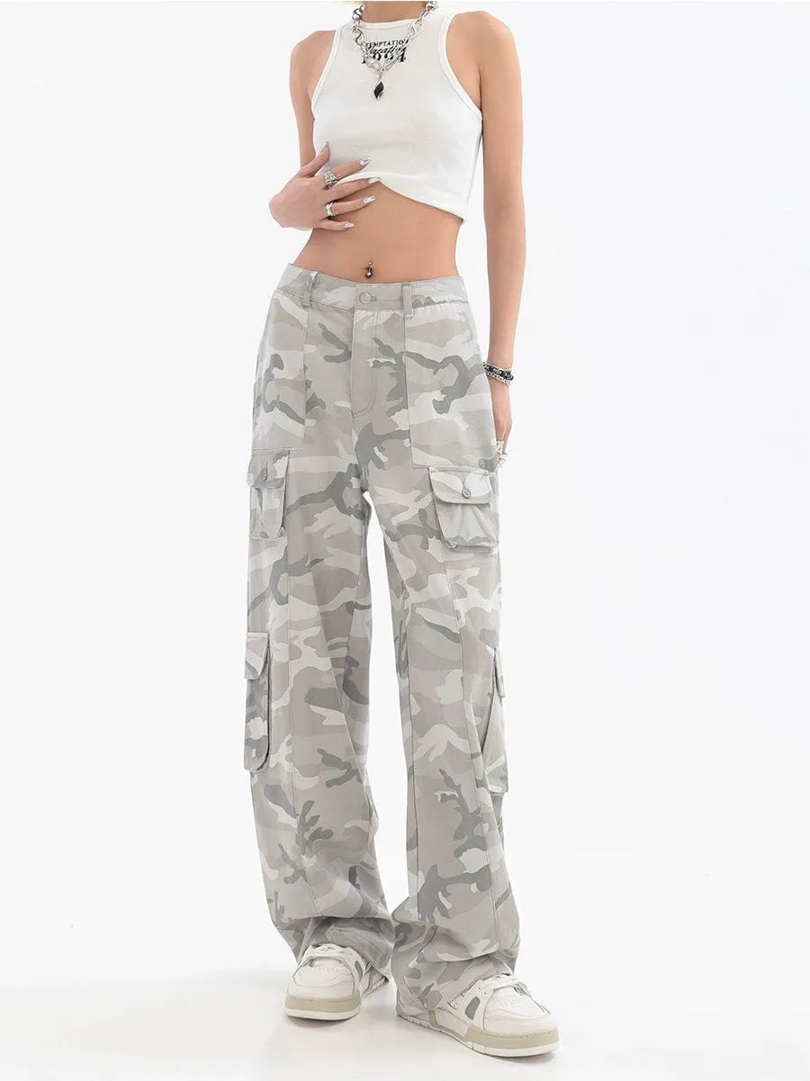 Faded Camo Cargo Pants with Pockets