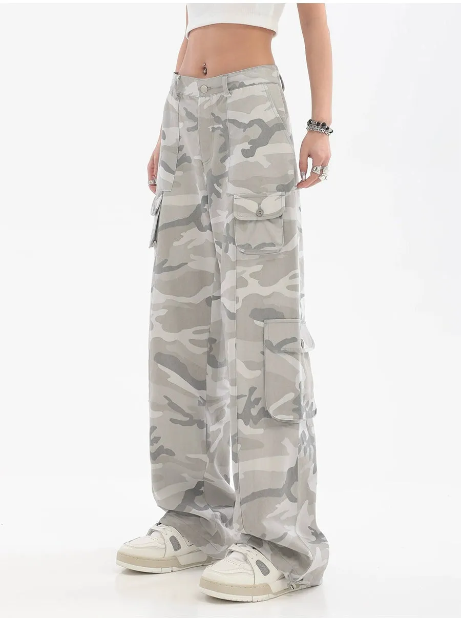 Faded Camo Cargo Pants with Pockets