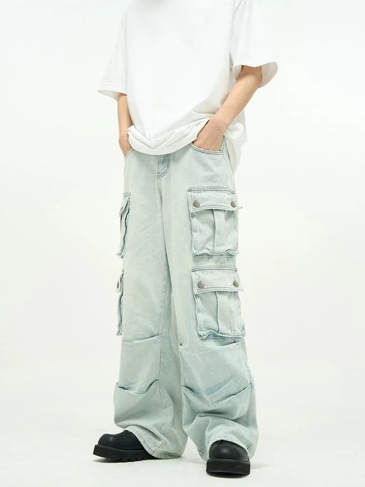 Faded Multi Pocket Denim Pants