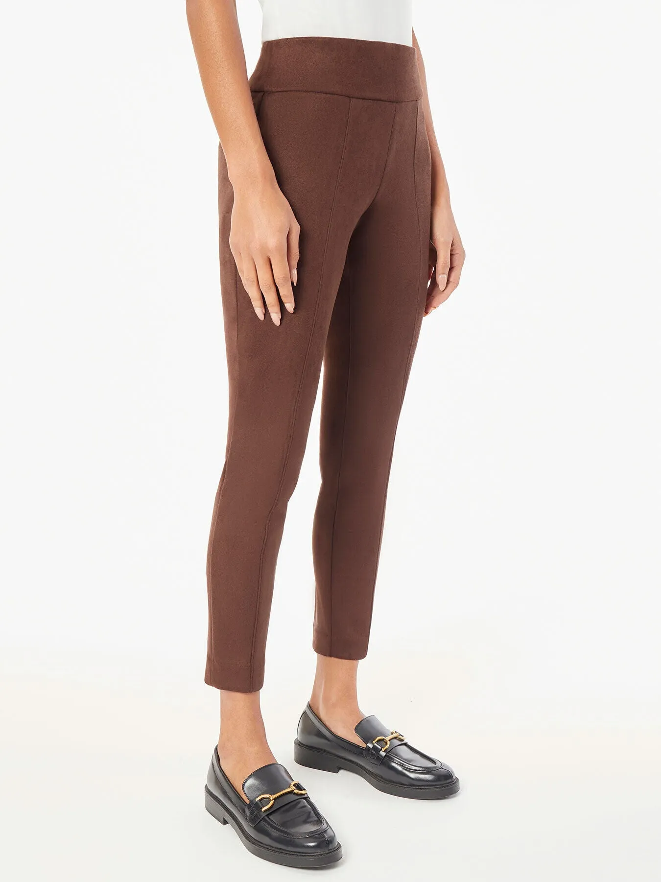 Faux Suede Pull-On Slim Leg Pants