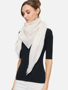 Featherlight White Cashmere Scarf