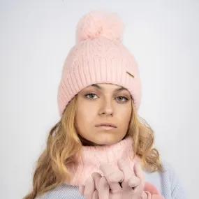 Fifi Fleece Lined Beanie & Snood Set - Baby Pink