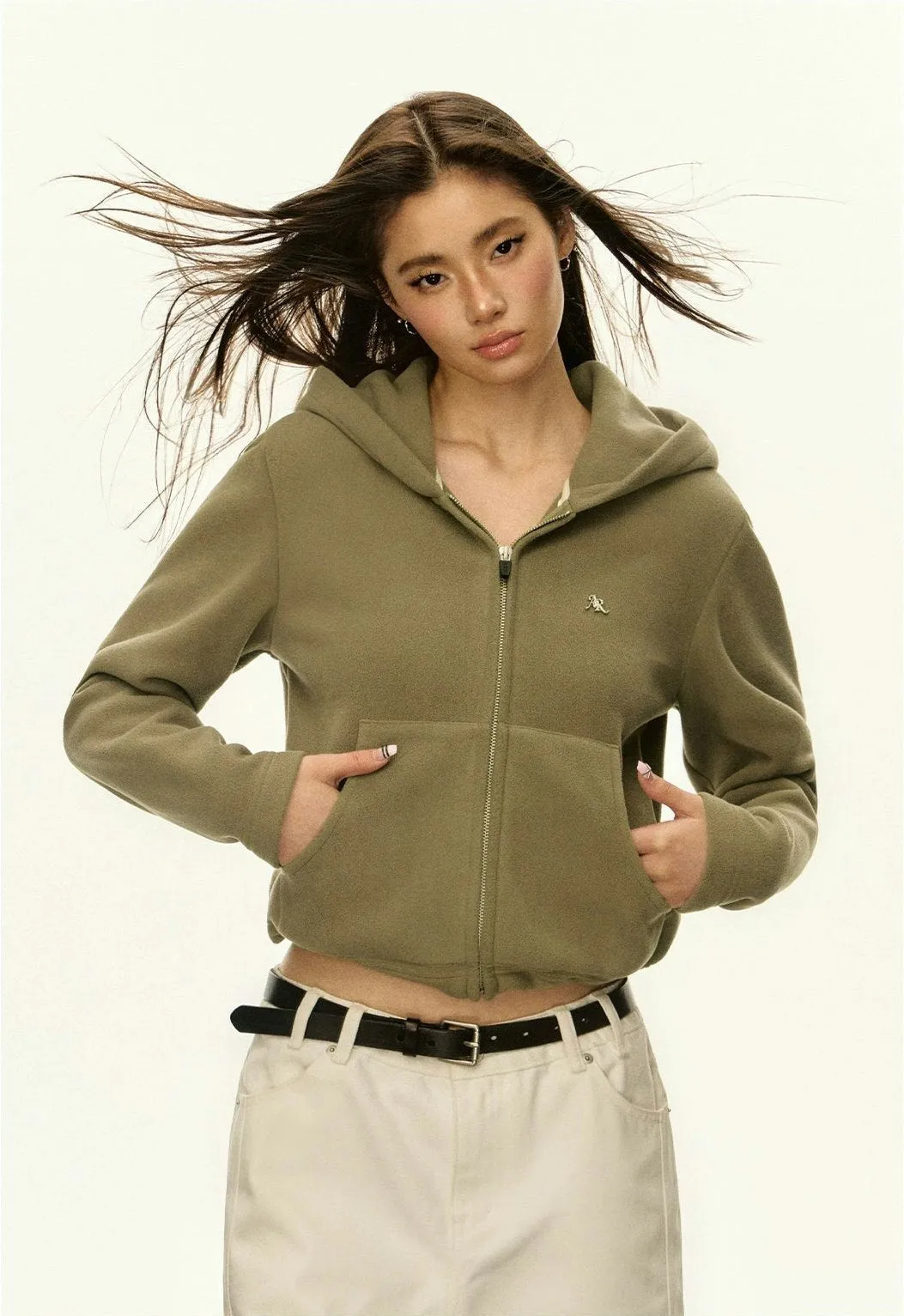 Fleece-Lined Zip-Up Hoodie Jacket