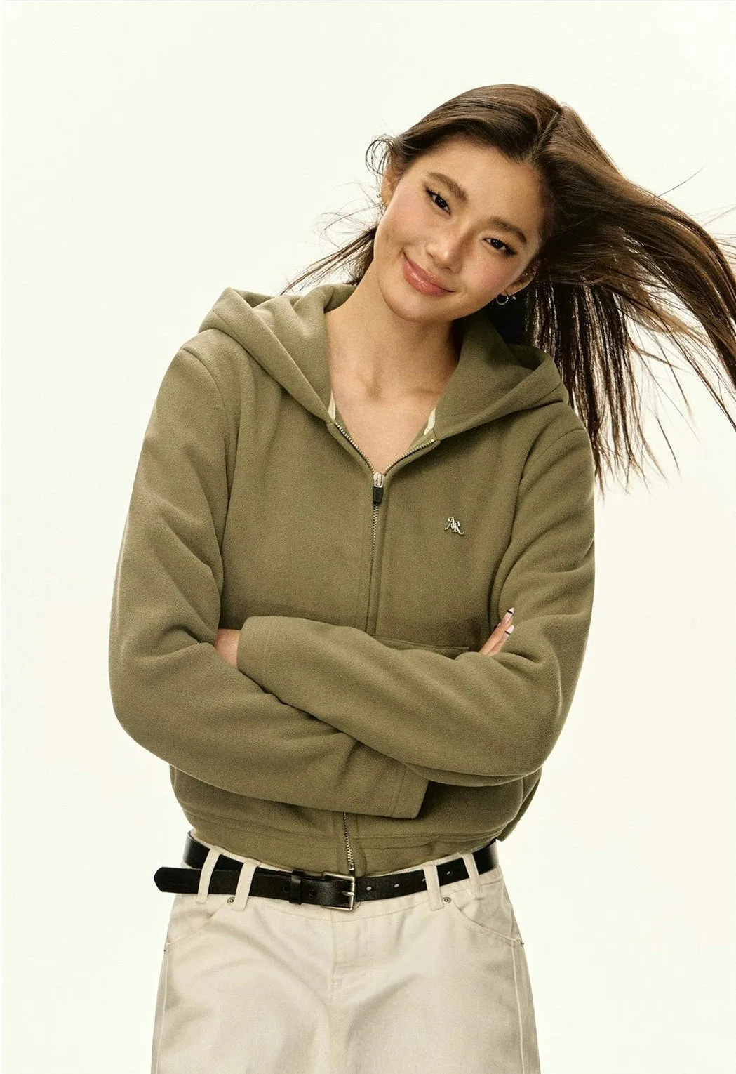 Fleece-Lined Zip-Up Hoodie Jacket