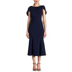 Flutted Cap Sleeve Bess Dress - Royal Navy