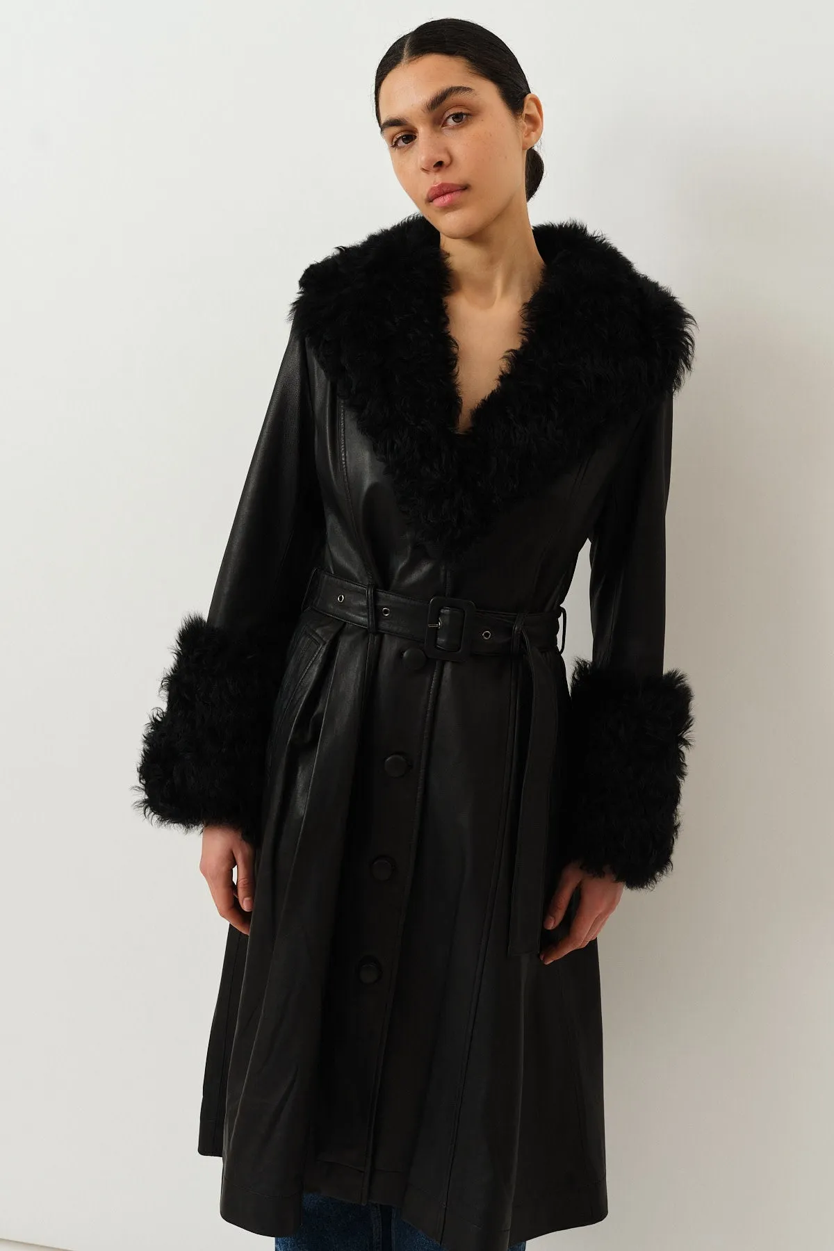 Foxy Shearling Coat — Black