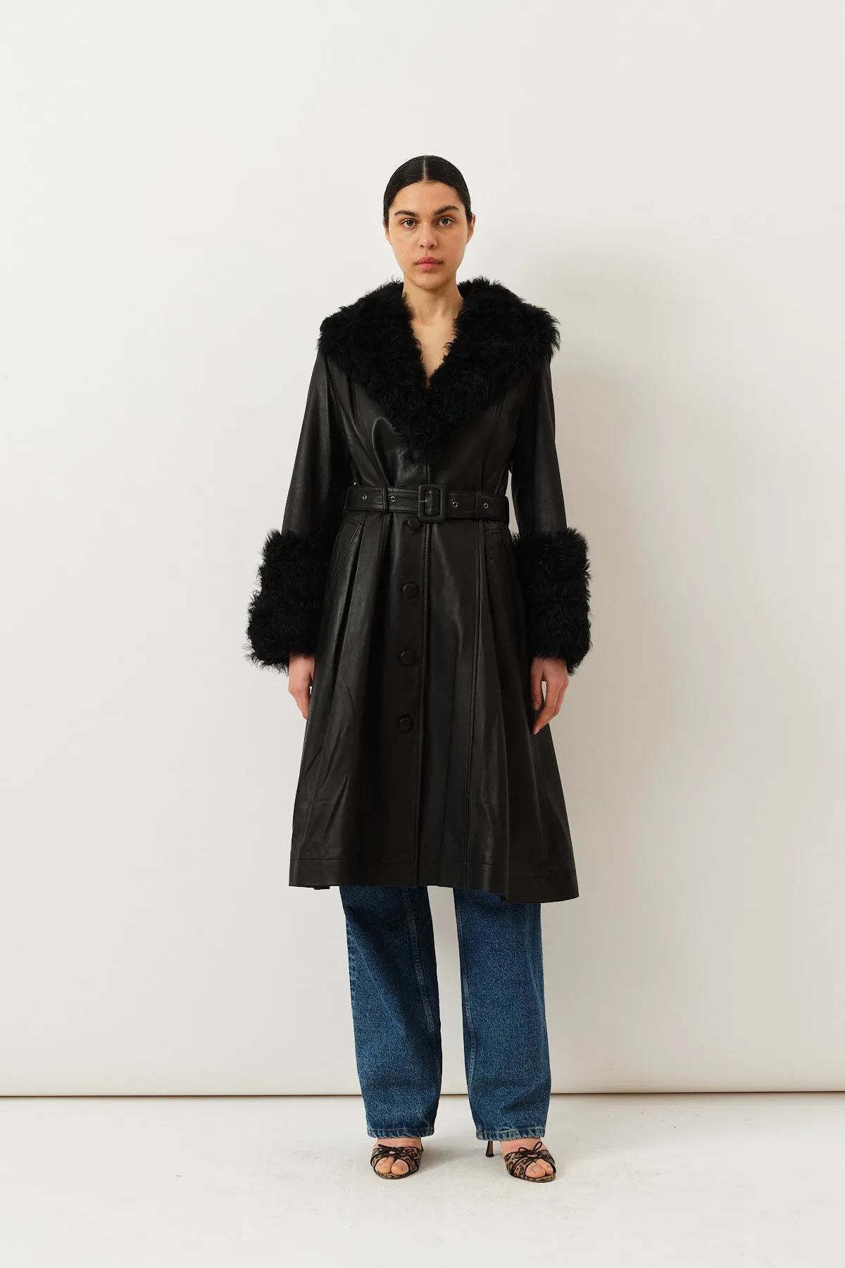 Foxy Shearling Coat — Black