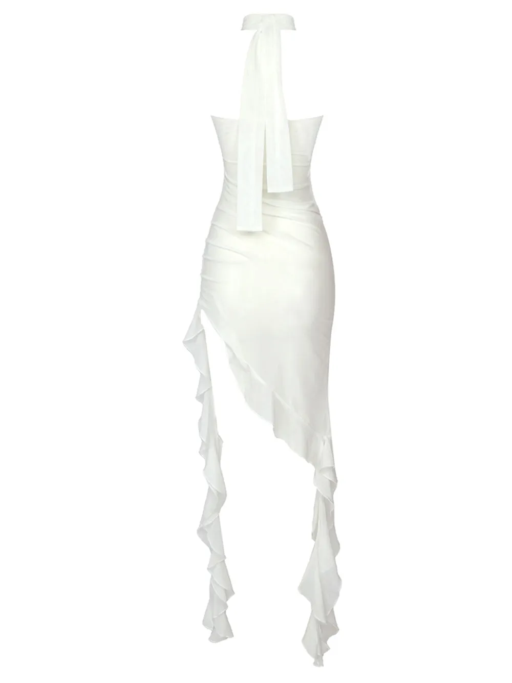 GOTA Ruffle Dress in White