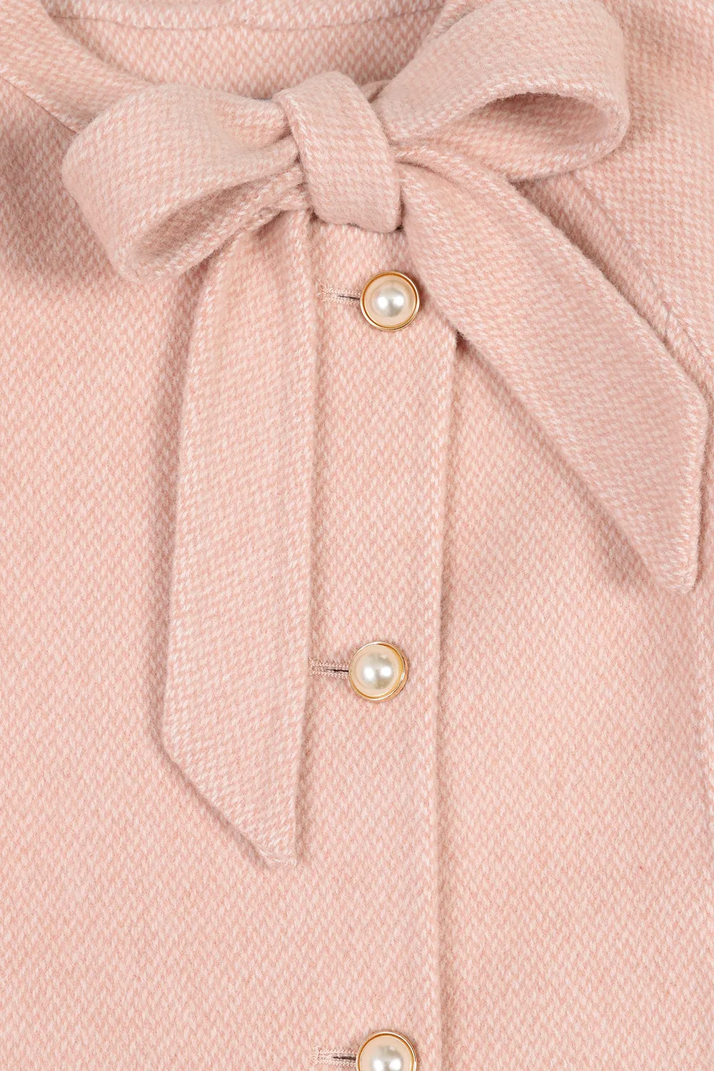 'Grace' Bow Cashmere Coat - BLUSH