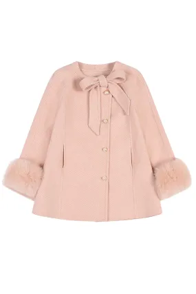 'Grace' Bow Cashmere Coat - BLUSH