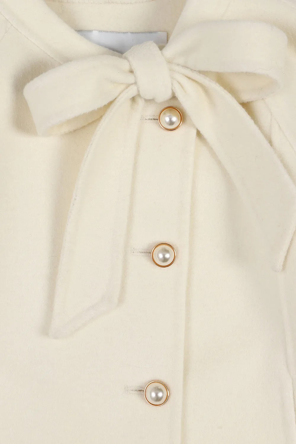 'Grace' Bow Cashmere Coat - IVORY