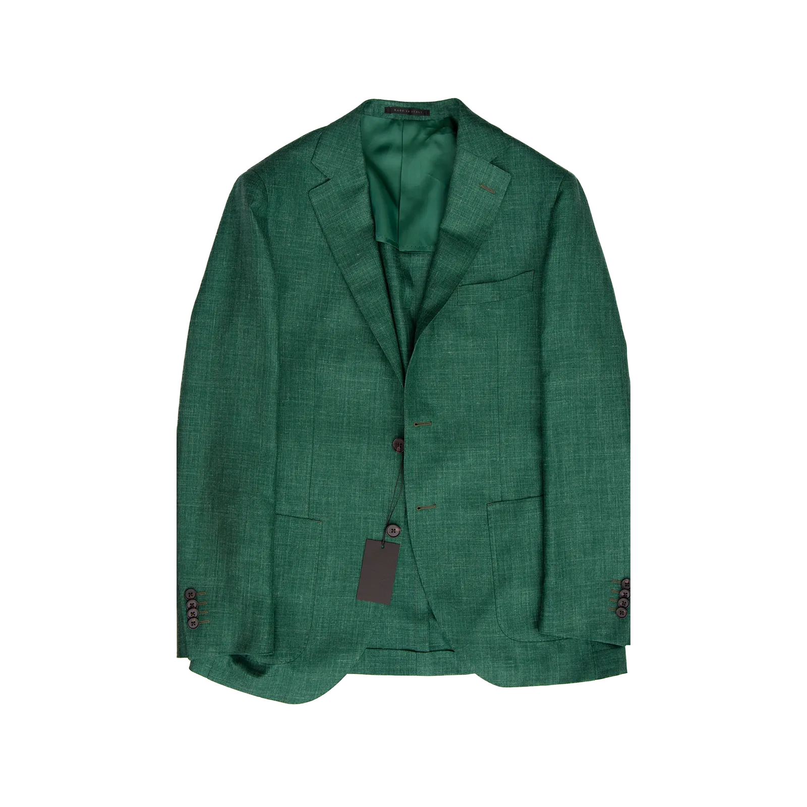 GREEN SLUB WOOL LINEN SILK