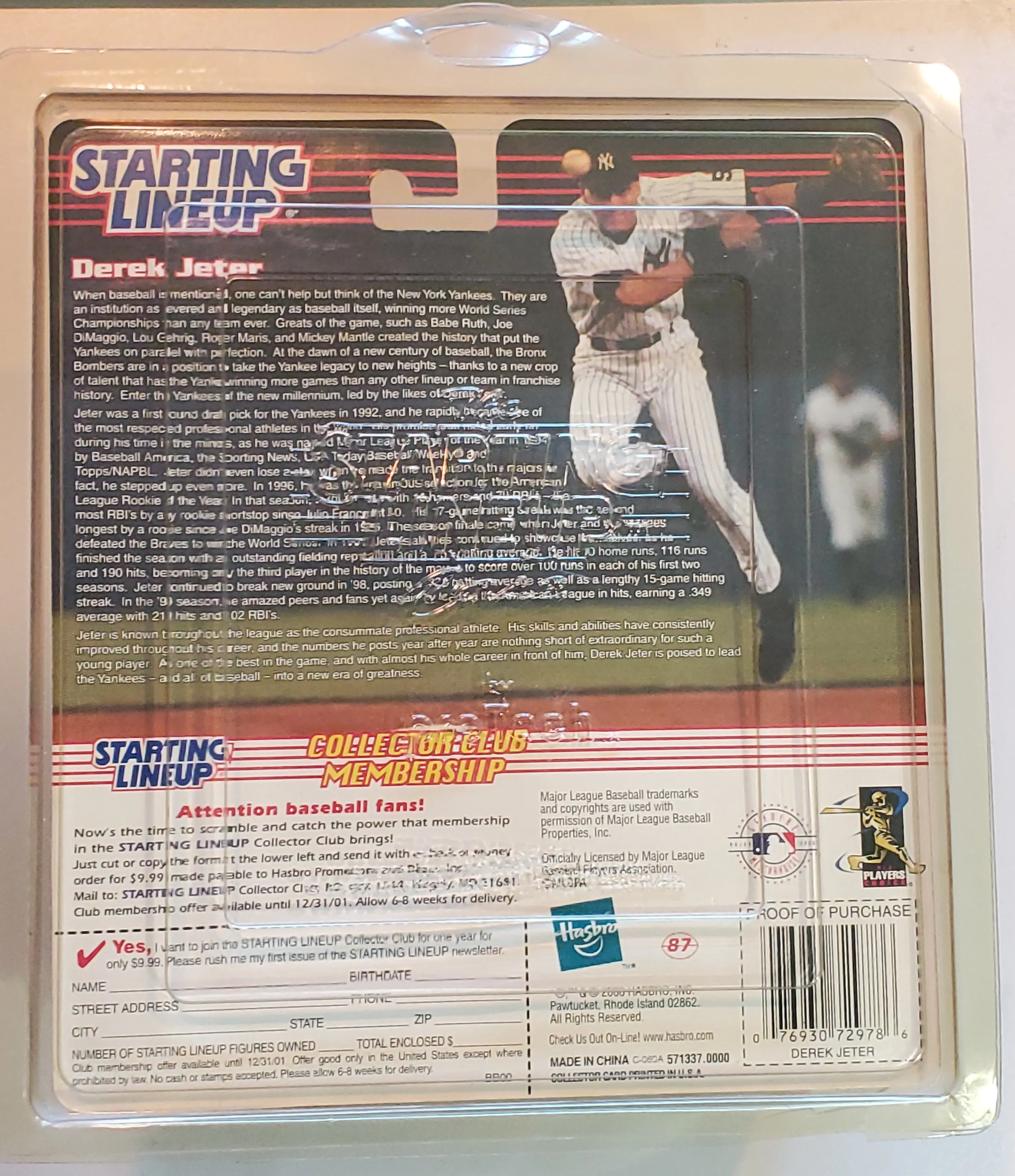 Hasbro - Starting Lineup Derek Jeter Figurine 2000 Edition Unopened PLUS BOOK