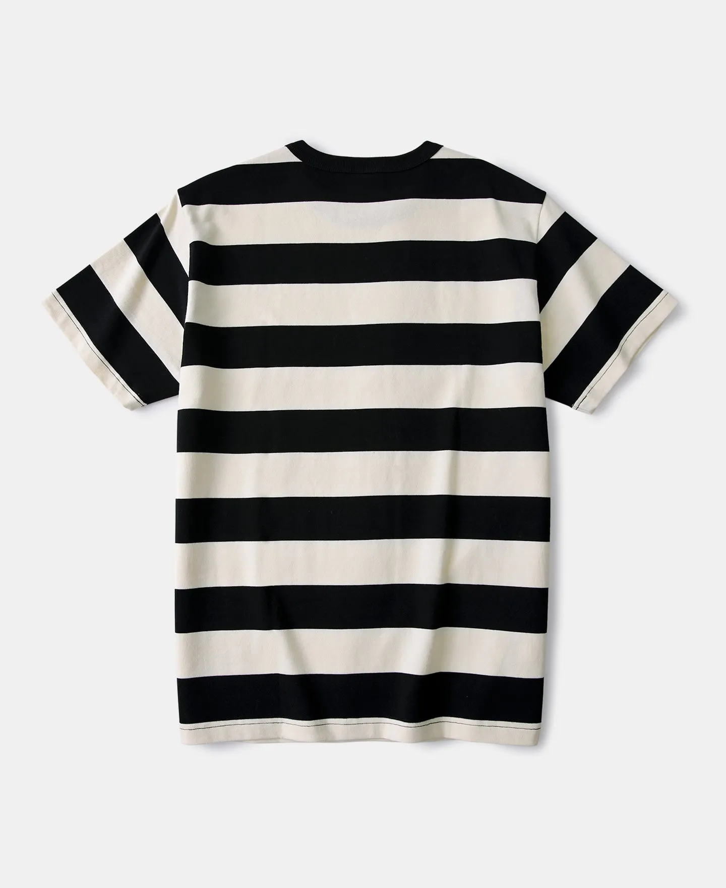 Heavyweight Cotton Wide Striped T-Shirt - Black/Apricot