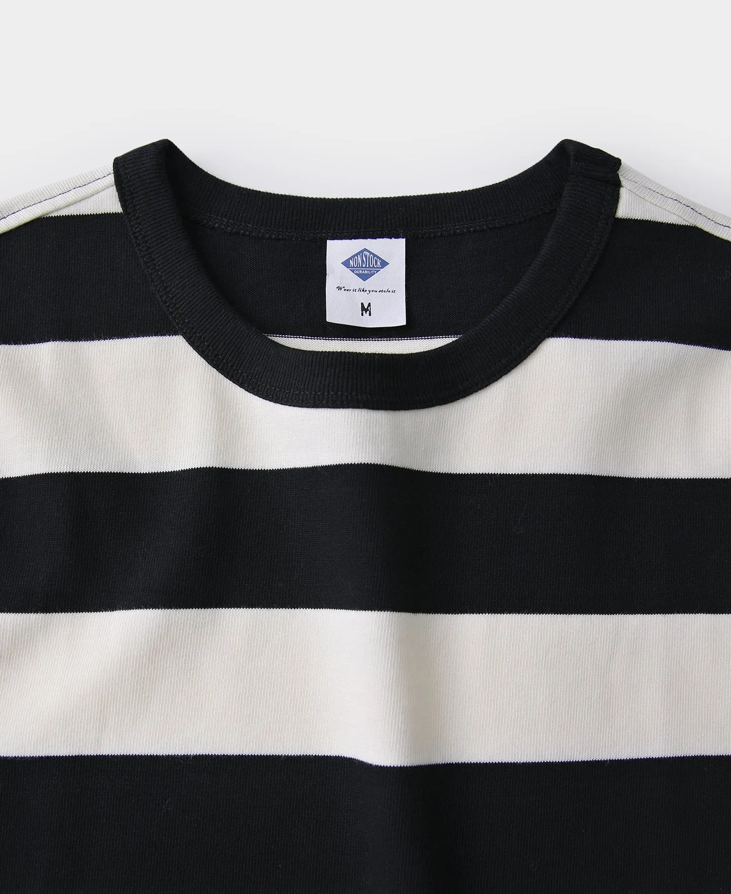 Heavyweight Cotton Wide Striped T-Shirt - Black/Apricot