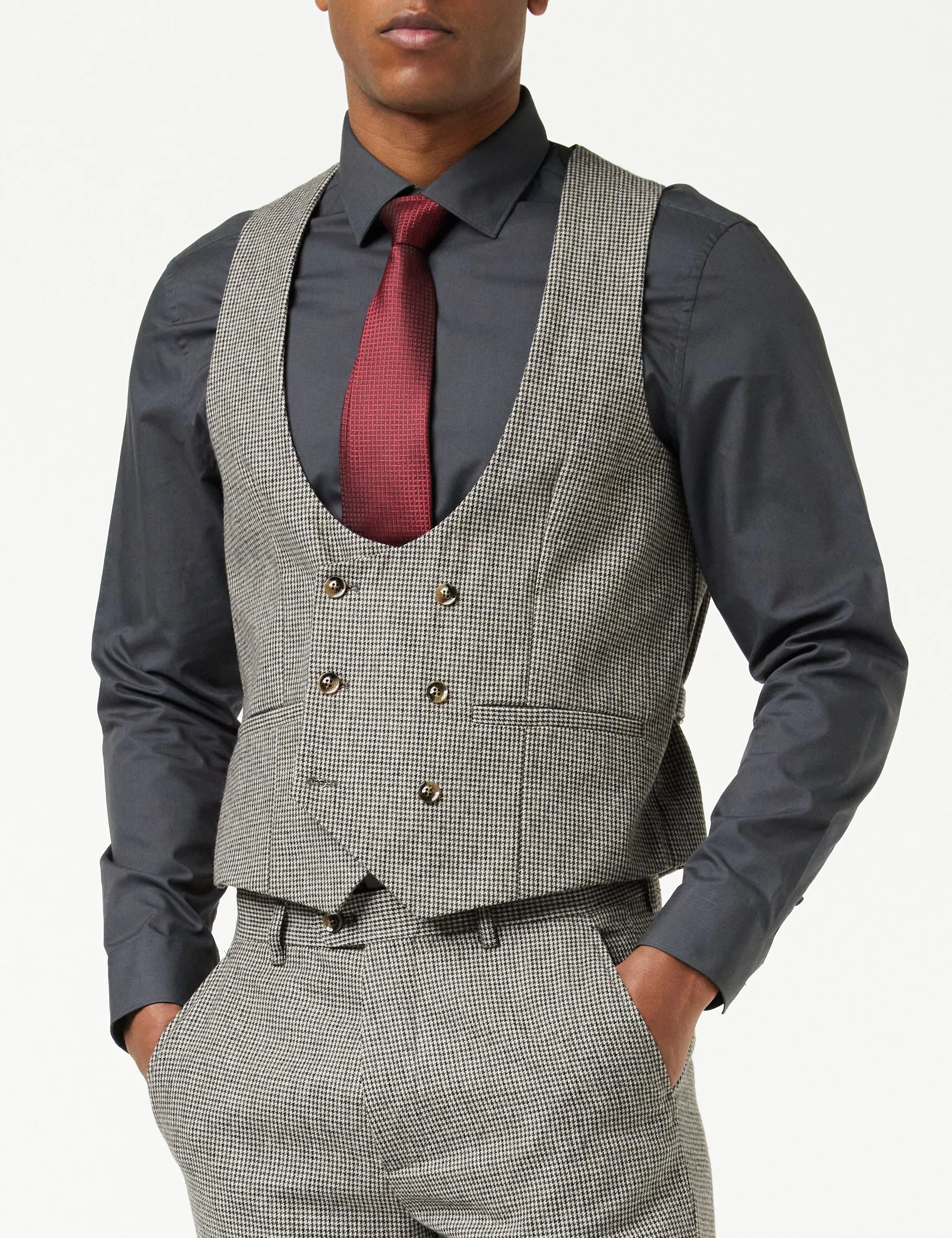 HERVE – GREY HOUNDSTOOTH TWEED SUIT