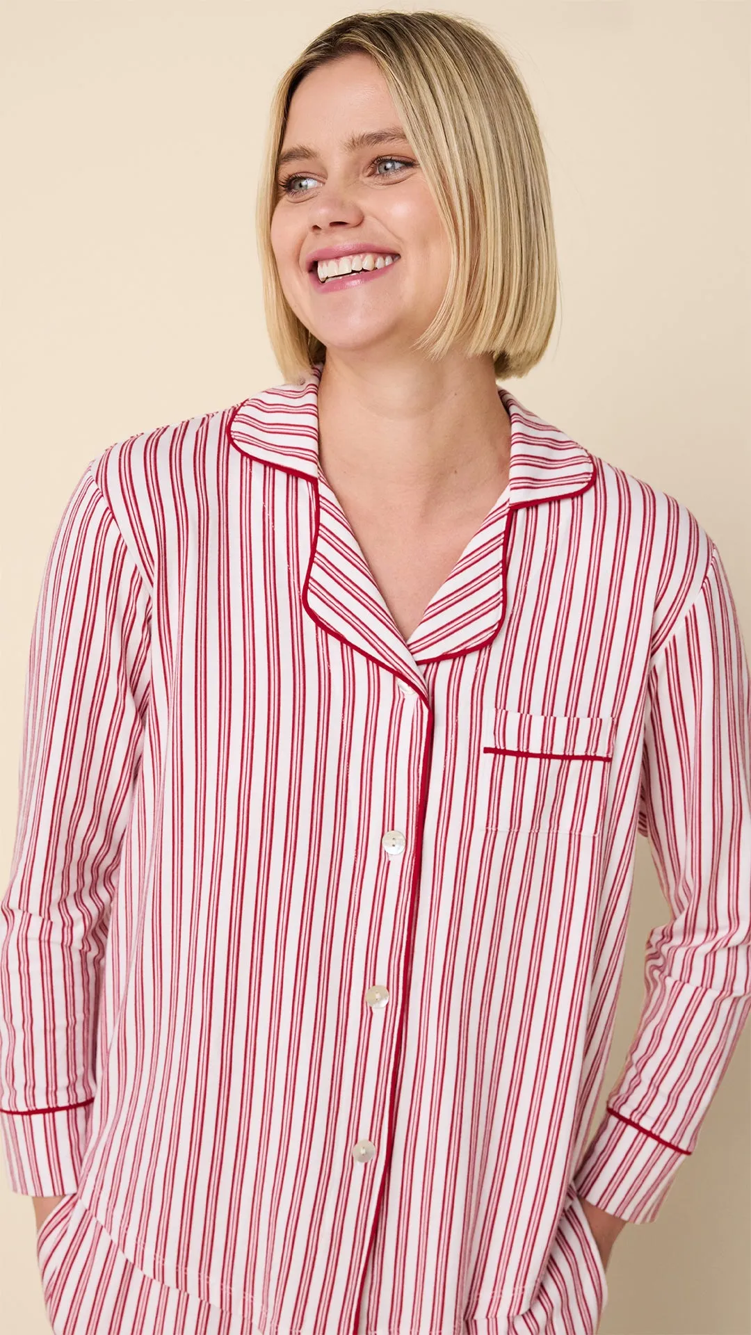 Holiday Stripe Pima Knit Long-Sleeved Pajama