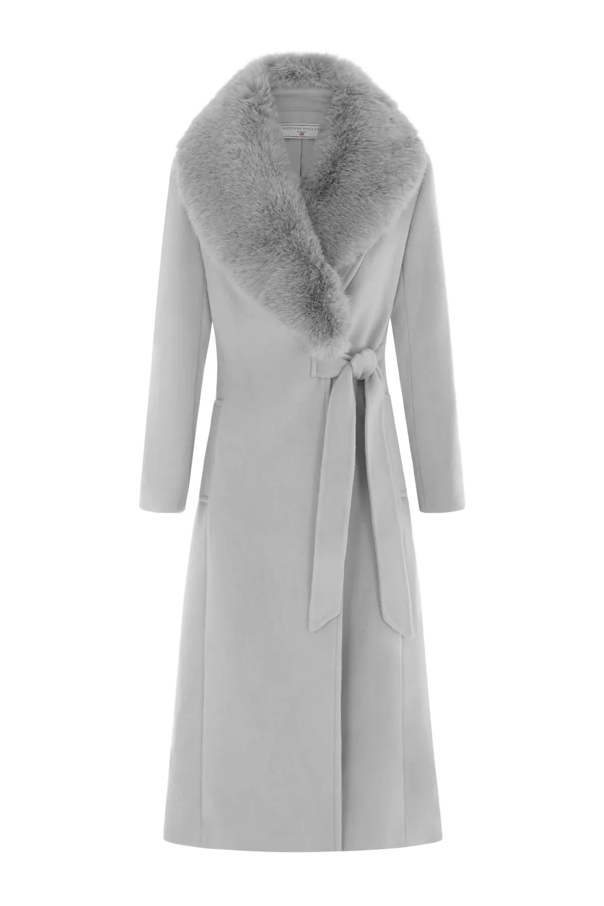 Hortons England Windsor Belted Faux Fur Wool Coat