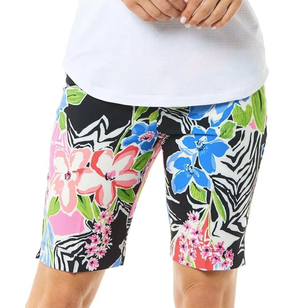 IBKUL Women's Amelia Tummy Control High Rise Floral Printed UPF 50  Shorts