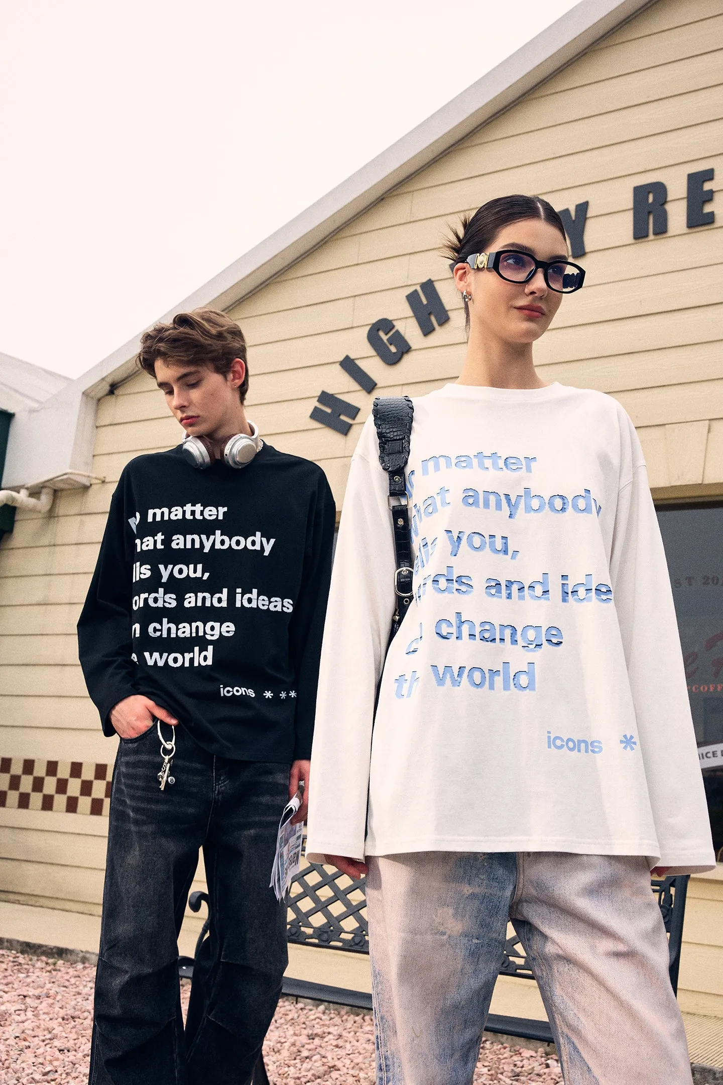 ICS Mosaic Text Long-sleeved T-shirt