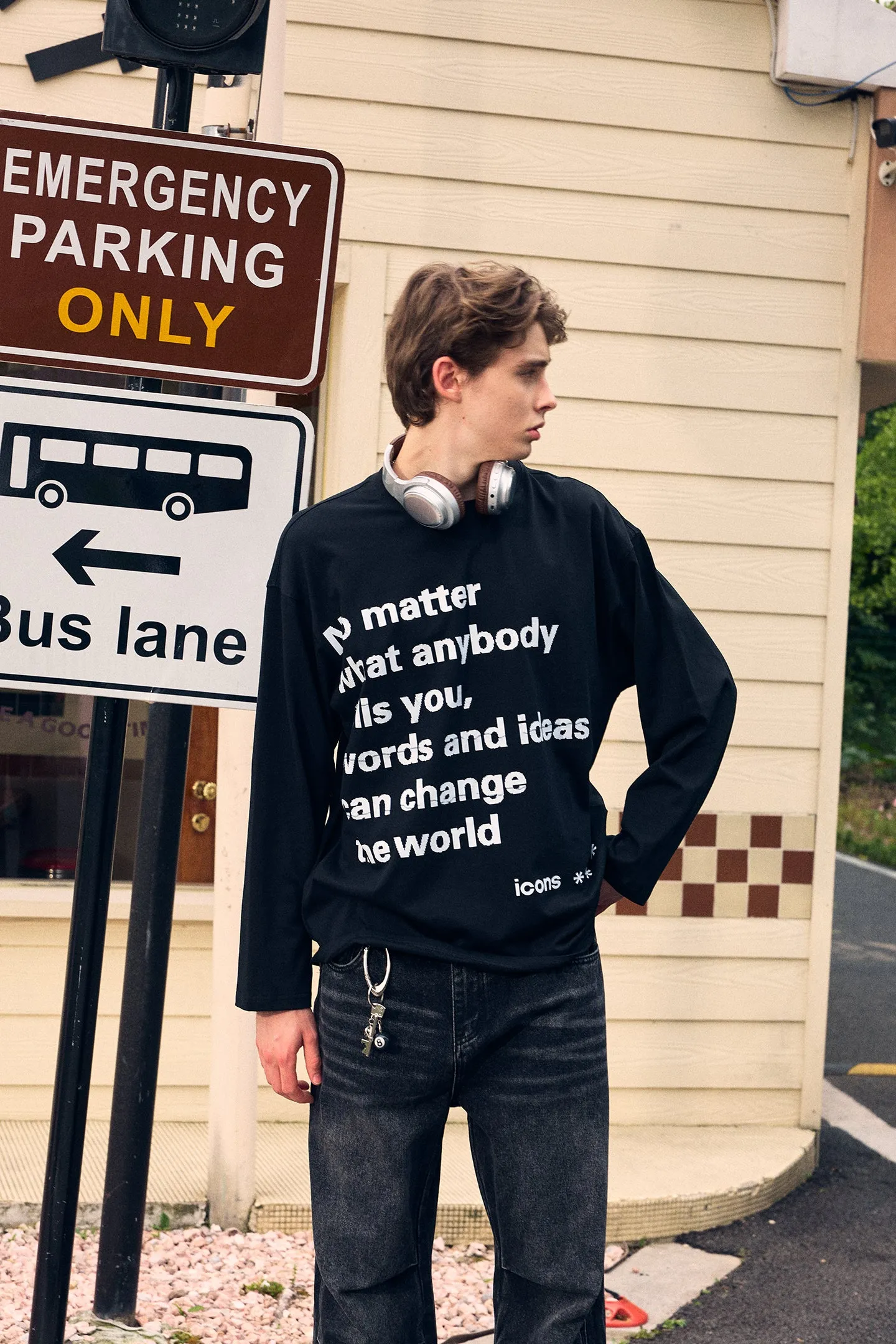 ICS Mosaic Text Long-sleeved T-shirt