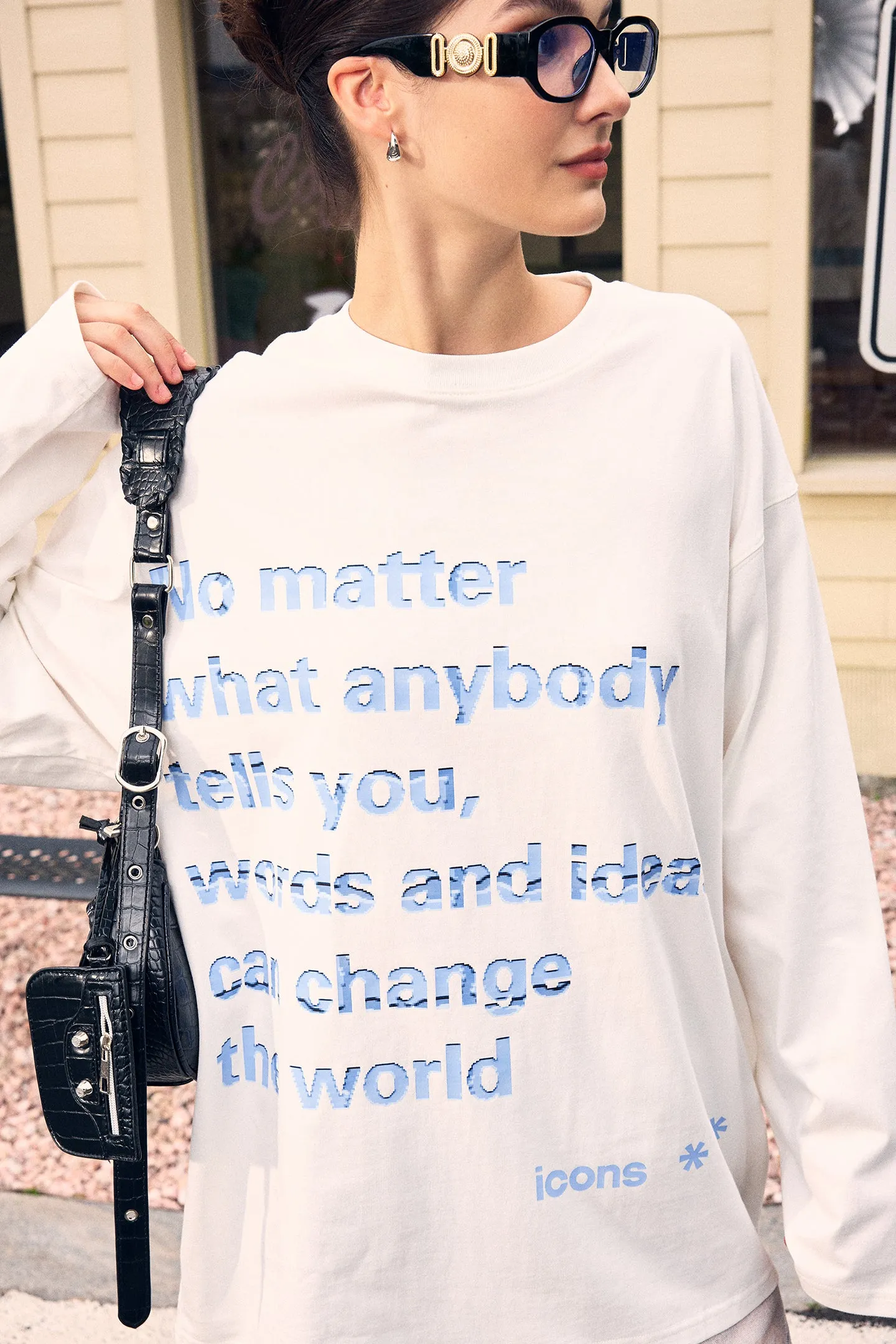 ICS Mosaic Text Long-sleeved T-shirt