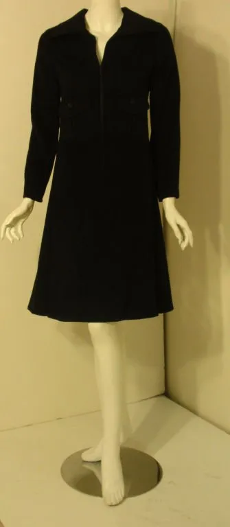 JAMES GALANOS 1960s Black Cashmere Coat Dress