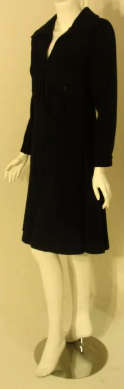 JAMES GALANOS 1960s Black Cashmere Coat Dress