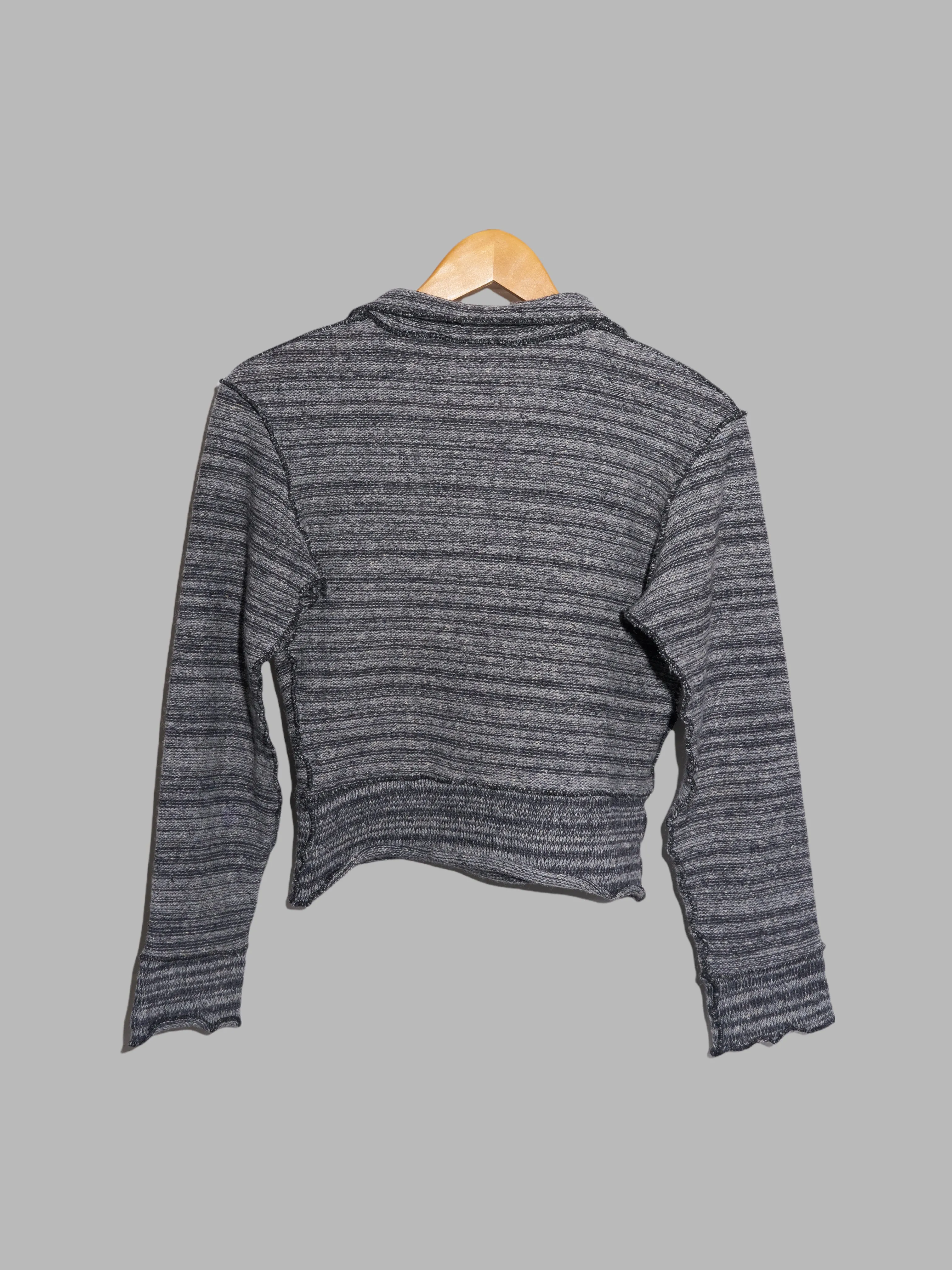 Jean Colonna heathered grey knit front button pullover sweater - size M