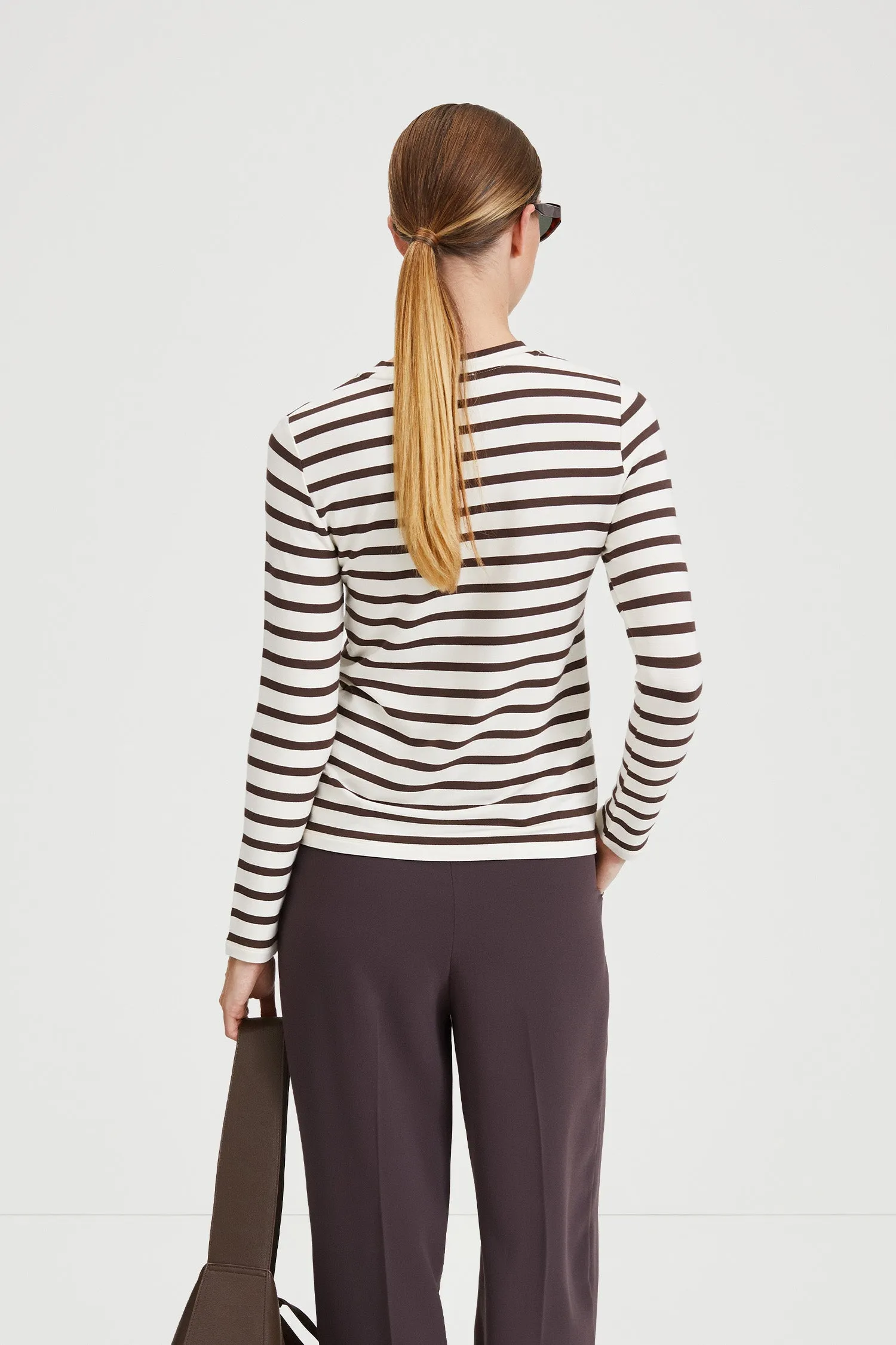 JERSEY LONG SLEEVE TOP - CANVEY BROWN STRIPED