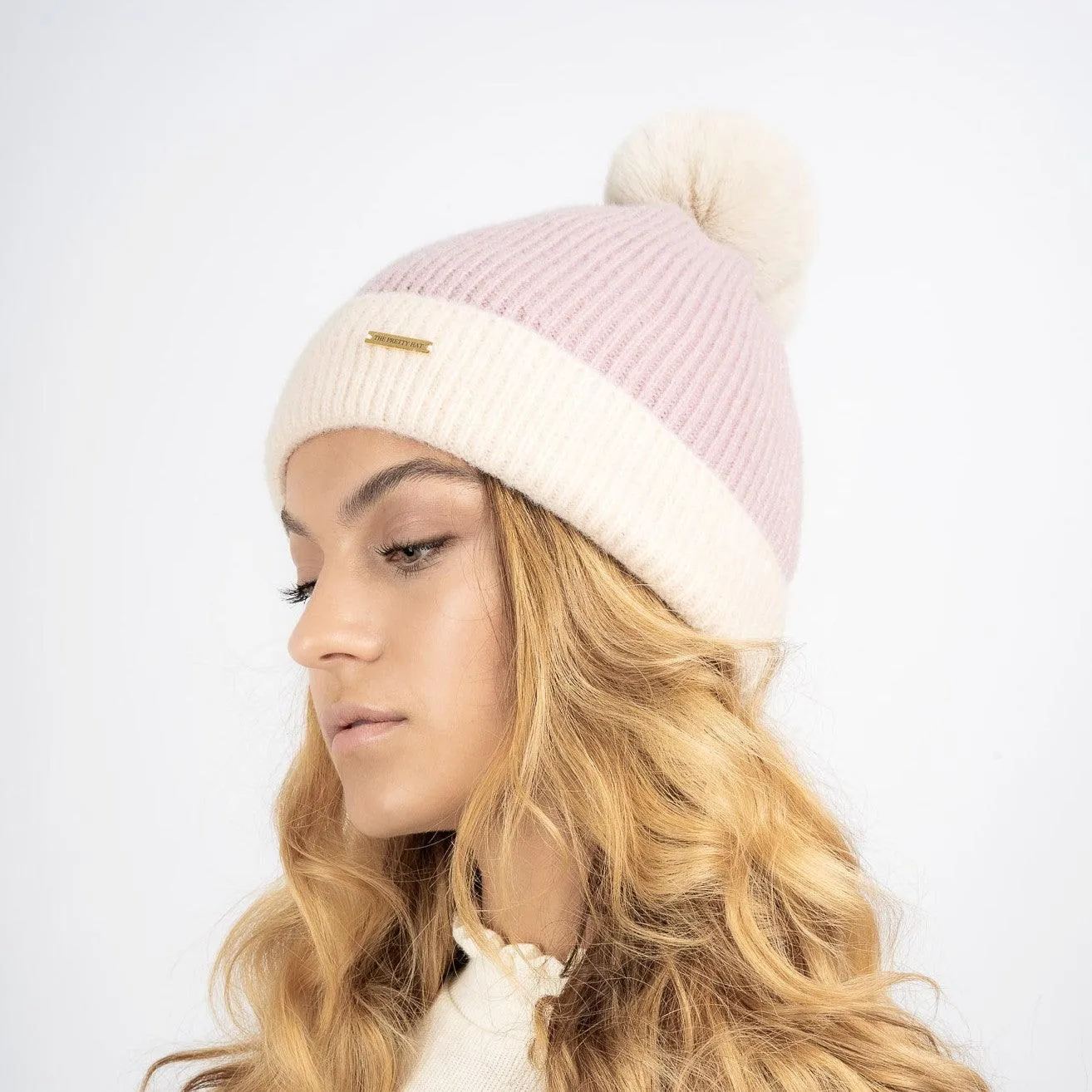 Jody Two Tone Fleece Lined Beanie - Lavender