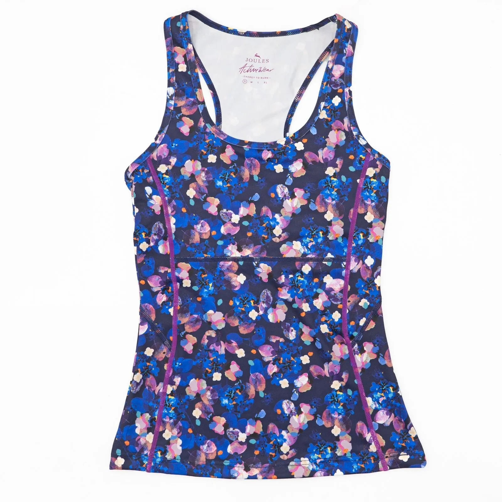 Joules Womens Top Purple Floral Sports Active Stretch Vest