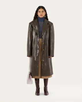 Kara Coat Faux Leather Dark Brown