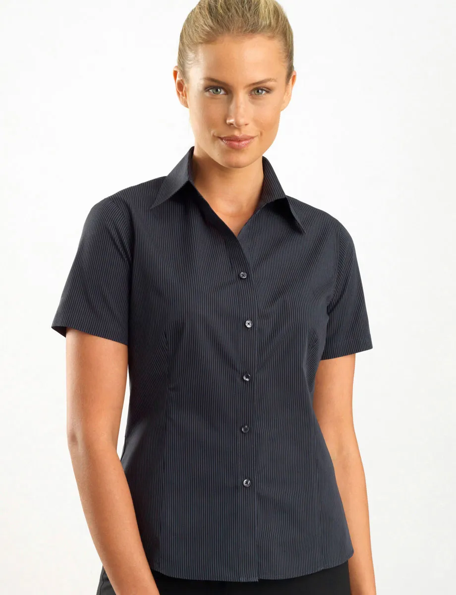 Ladies Dark Stripe Charcoal Blouse