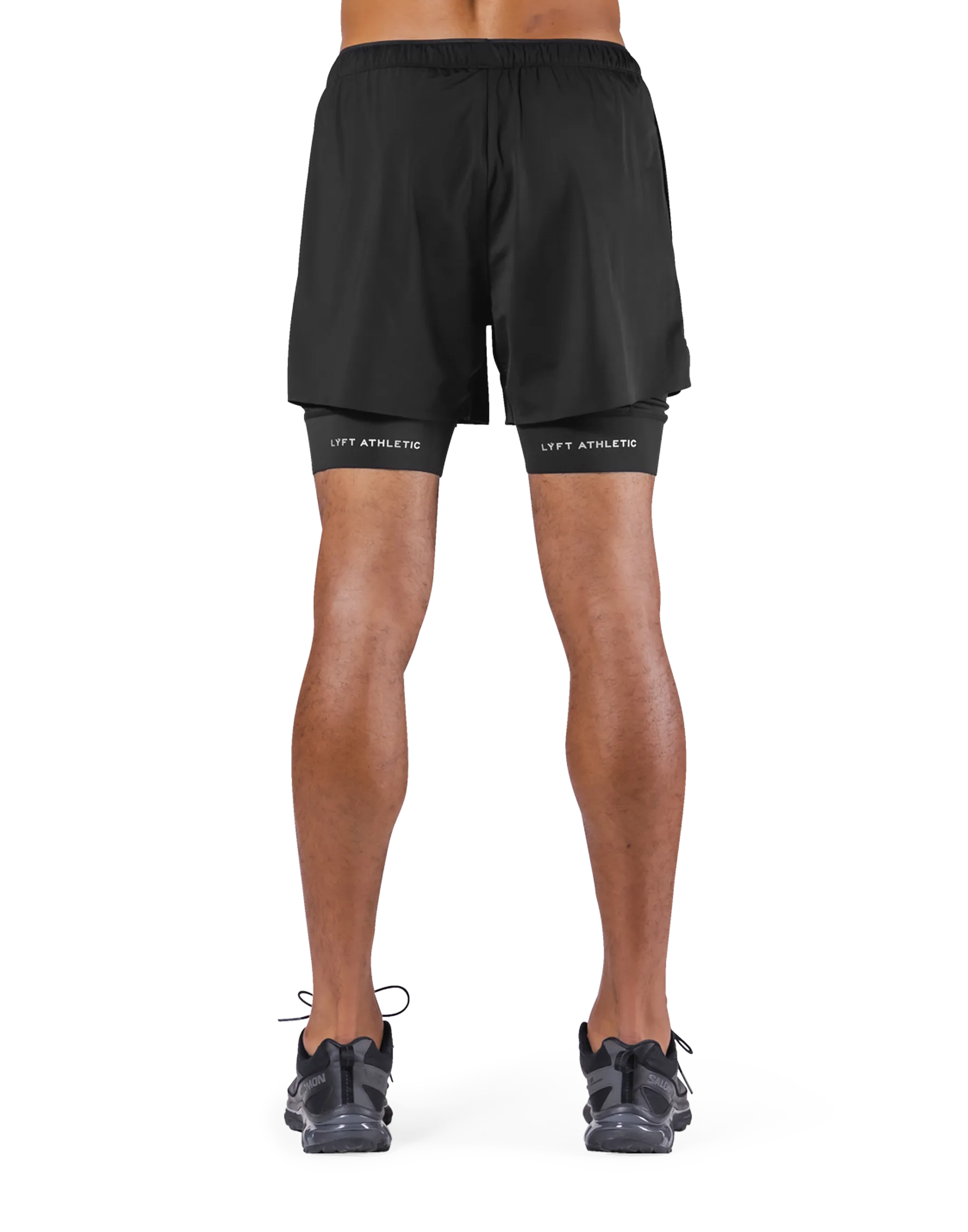 Layered Stretch Nylon Shorts - Black