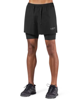 Layered Stretch Nylon Shorts - Black