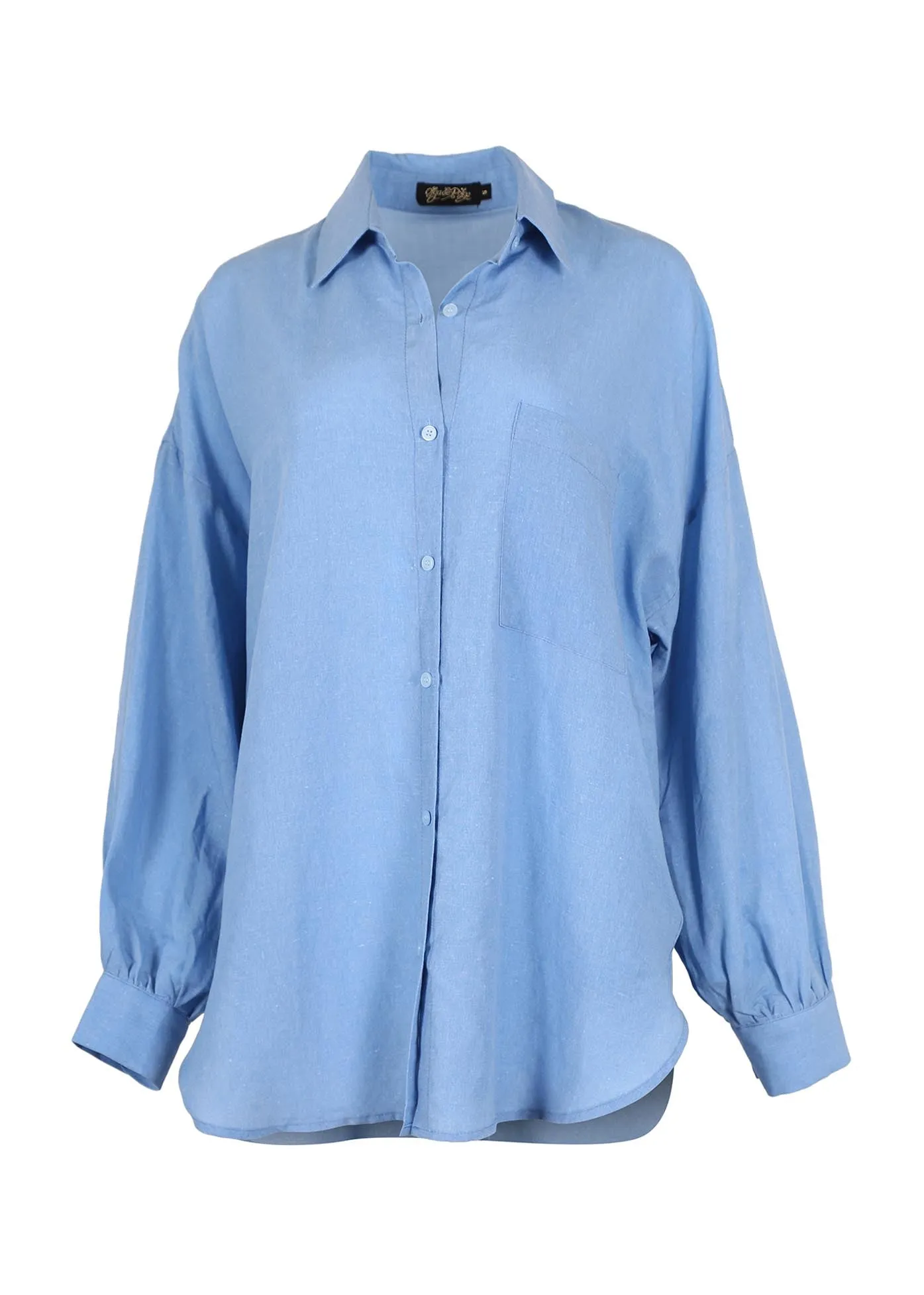 Le Bon Luminary Shirt Blue in Linen Blend