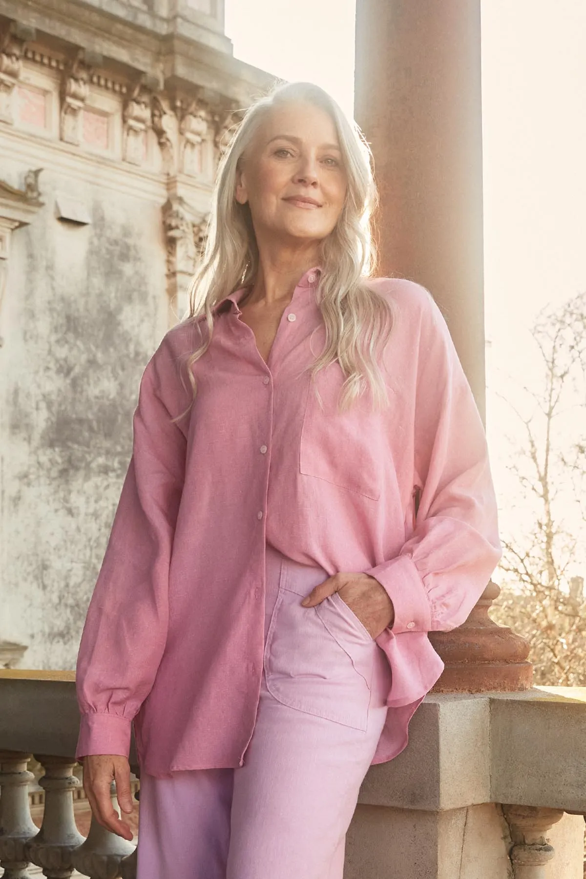 Le Bon Luminary Shirt Pink in Linen Blend