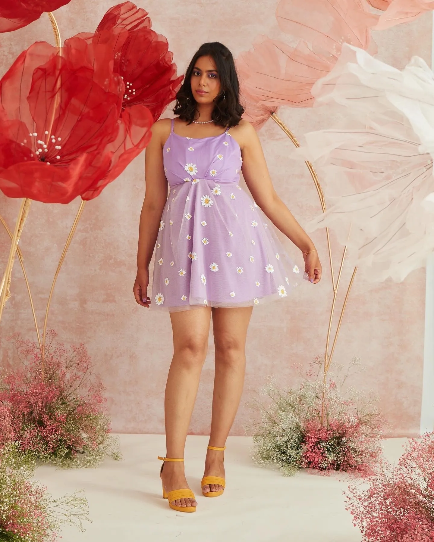 Lila Lavender Daisy Corset Mini Dress