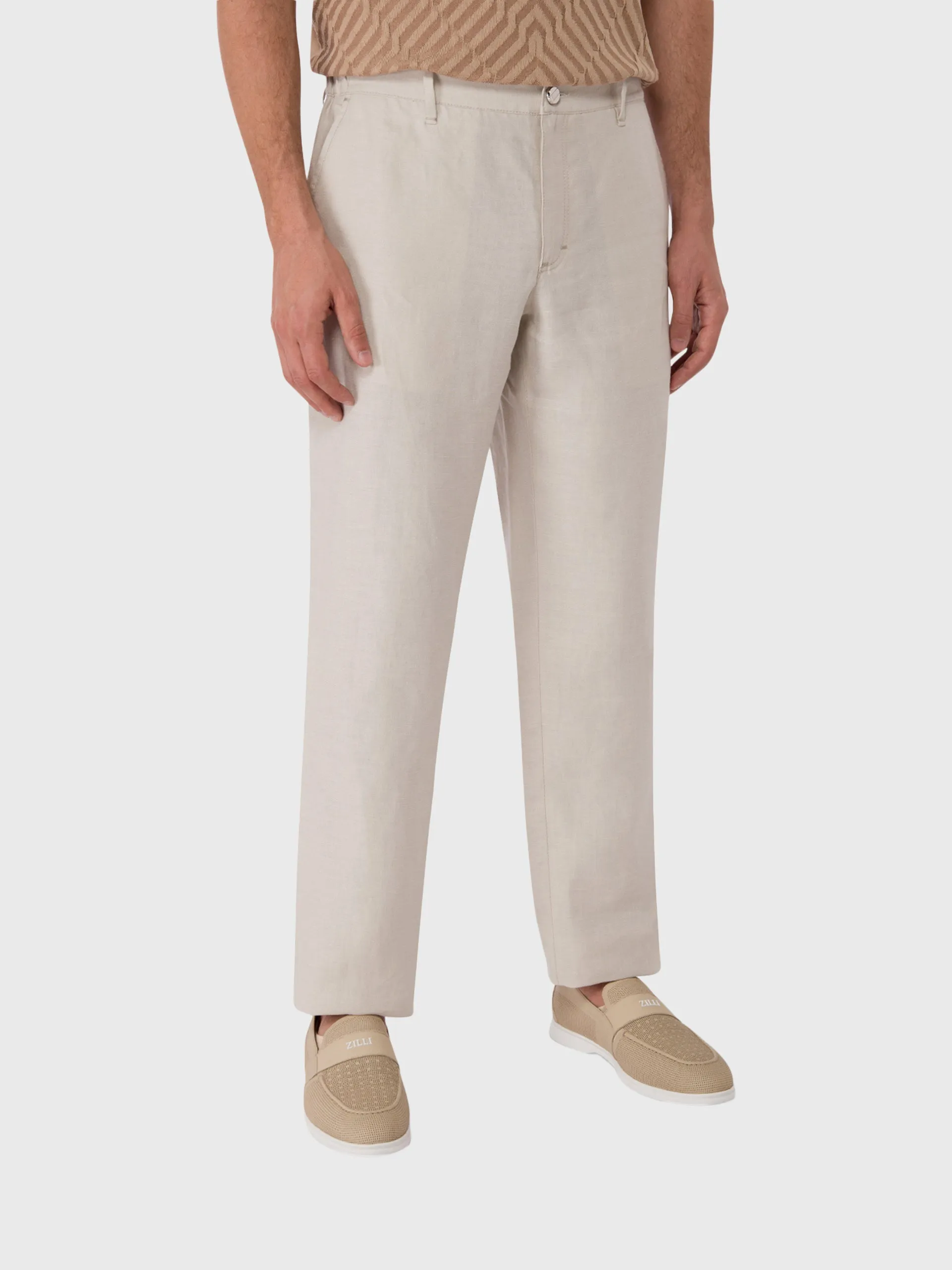 Linen and Silk Slim Fit Pants