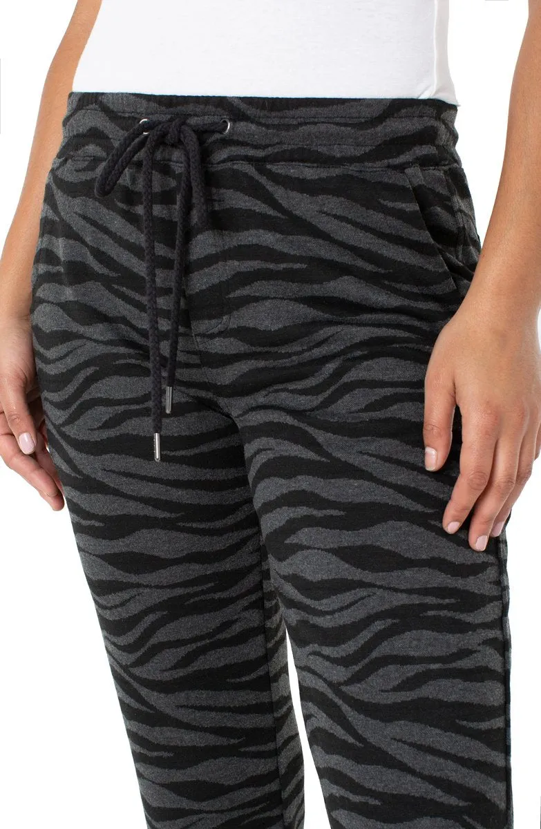 Liverpool Pull On Knit Jogger Pant in Black/Grey Zebra