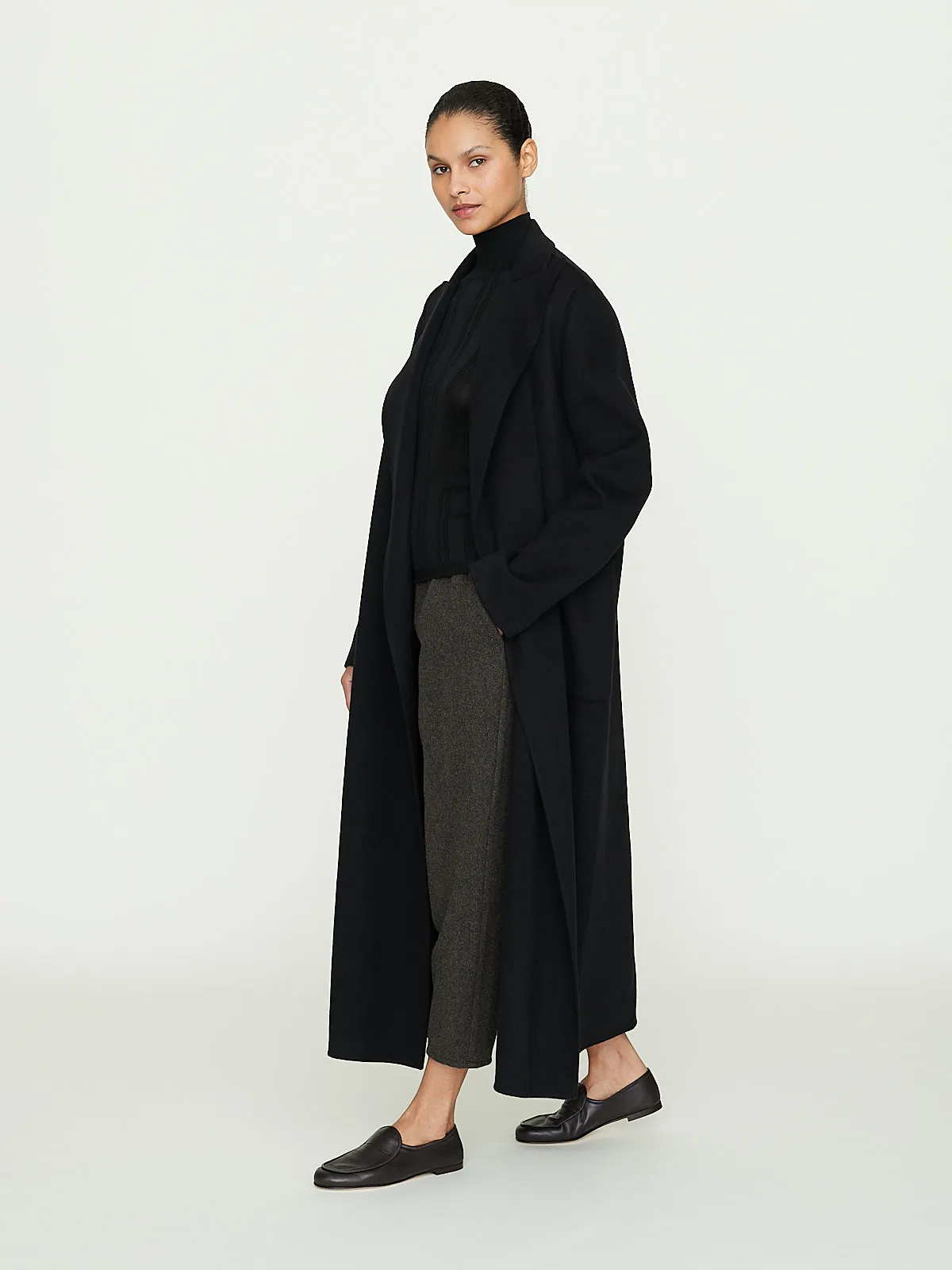 Long Coat with Pocket in Black