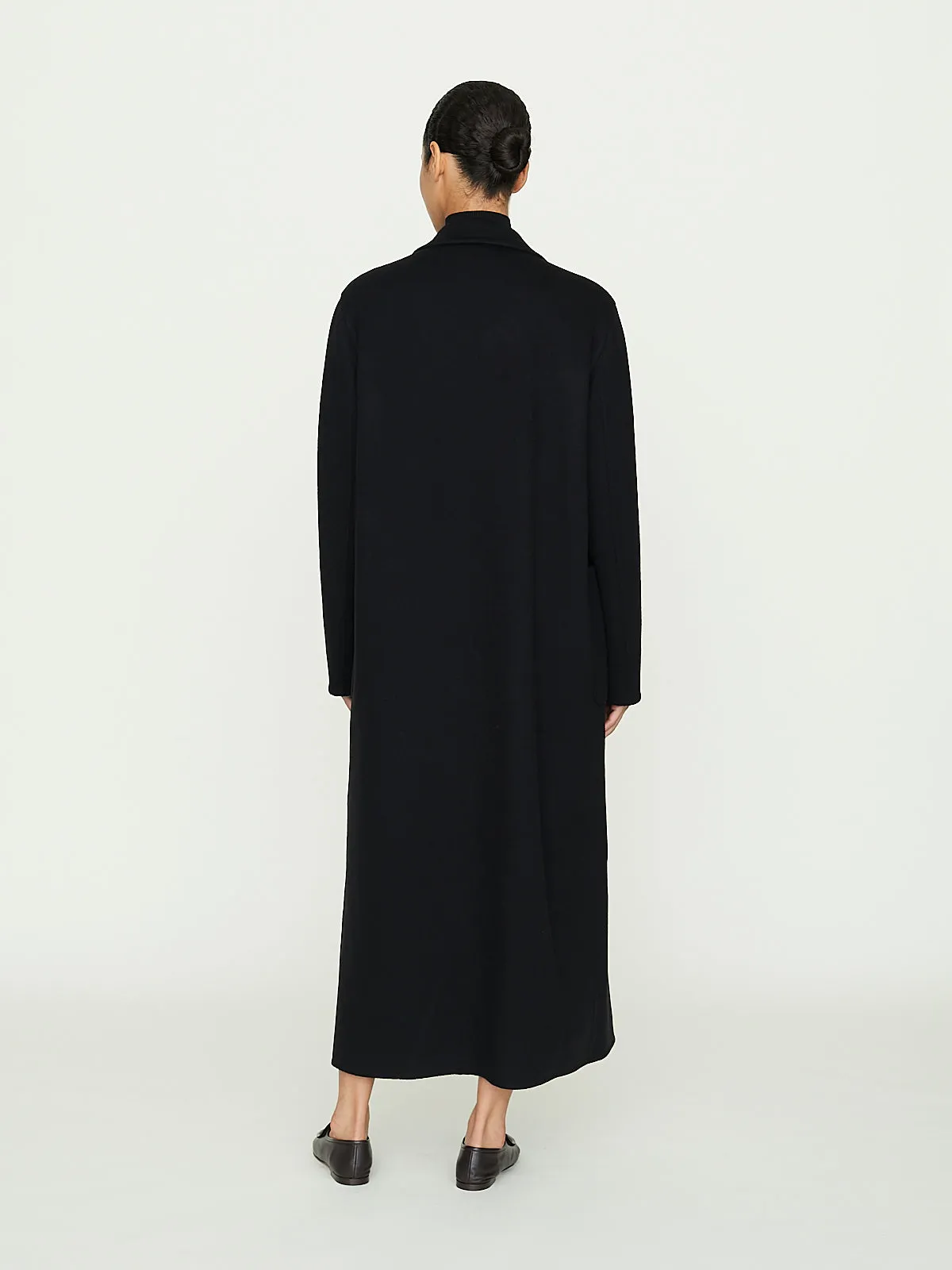 Long Coat with Pocket in Black