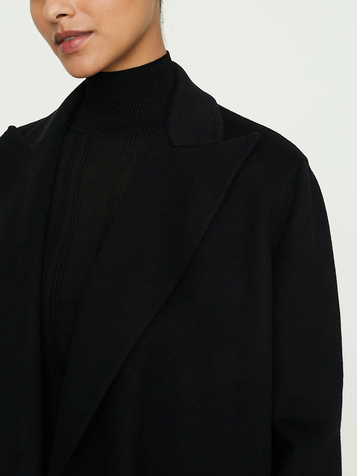 Long Coat with Pocket in Black