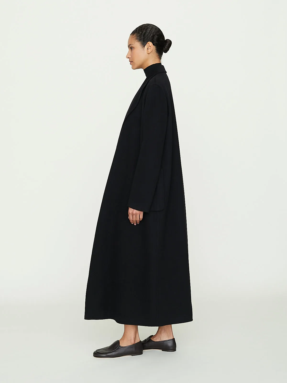 Long Coat with Pocket in Black