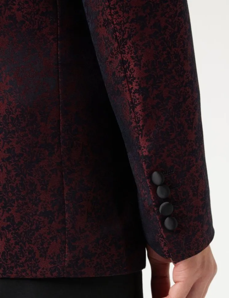 LUCA - MAROON PRINTED DINNER TUX JACKET