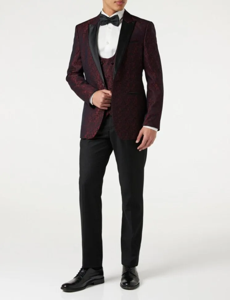 LUCA - MAROON PRINTED DINNER TUX JACKET