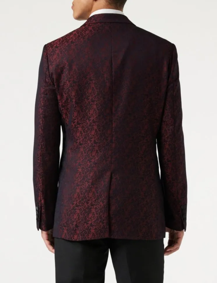 LUCA - MAROON PRINTED DINNER TUX JACKET